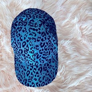 Blue leopard sequin ball cap